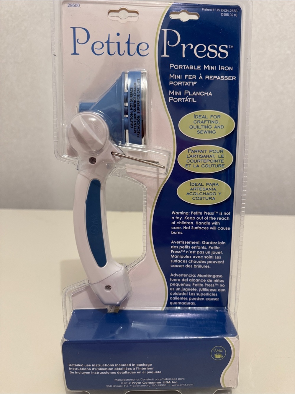 Petite Press Portable Mini Iron in White and Blue